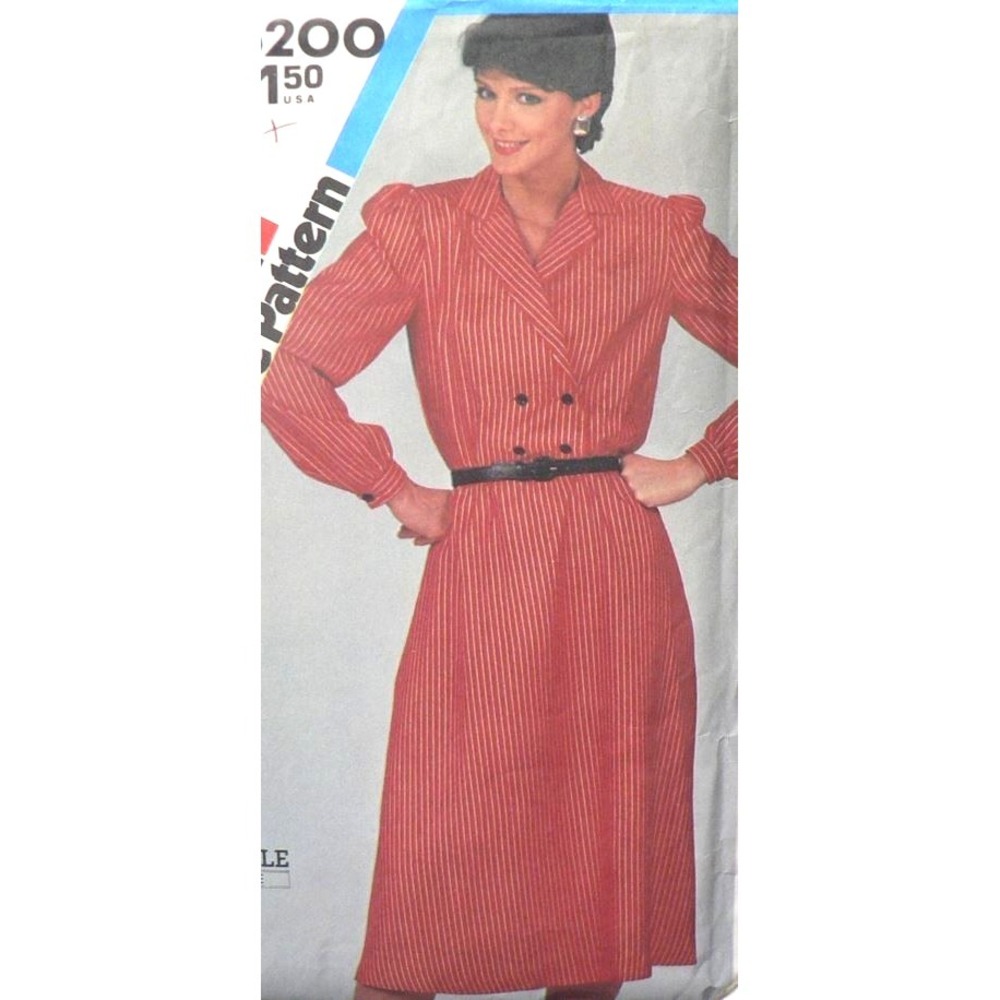 Vintage Simplicity Sewing Pattern 6200 Pullover Double Breasted Dress Size 12-16
